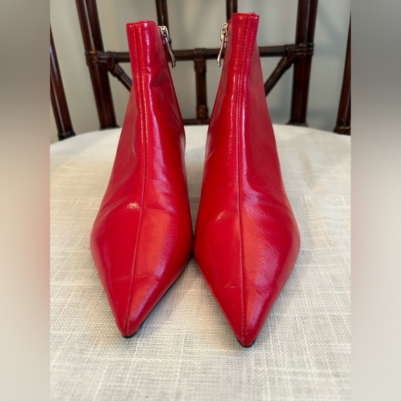 Zara Red Heeled Ankle Boots - Picture 4 of 9